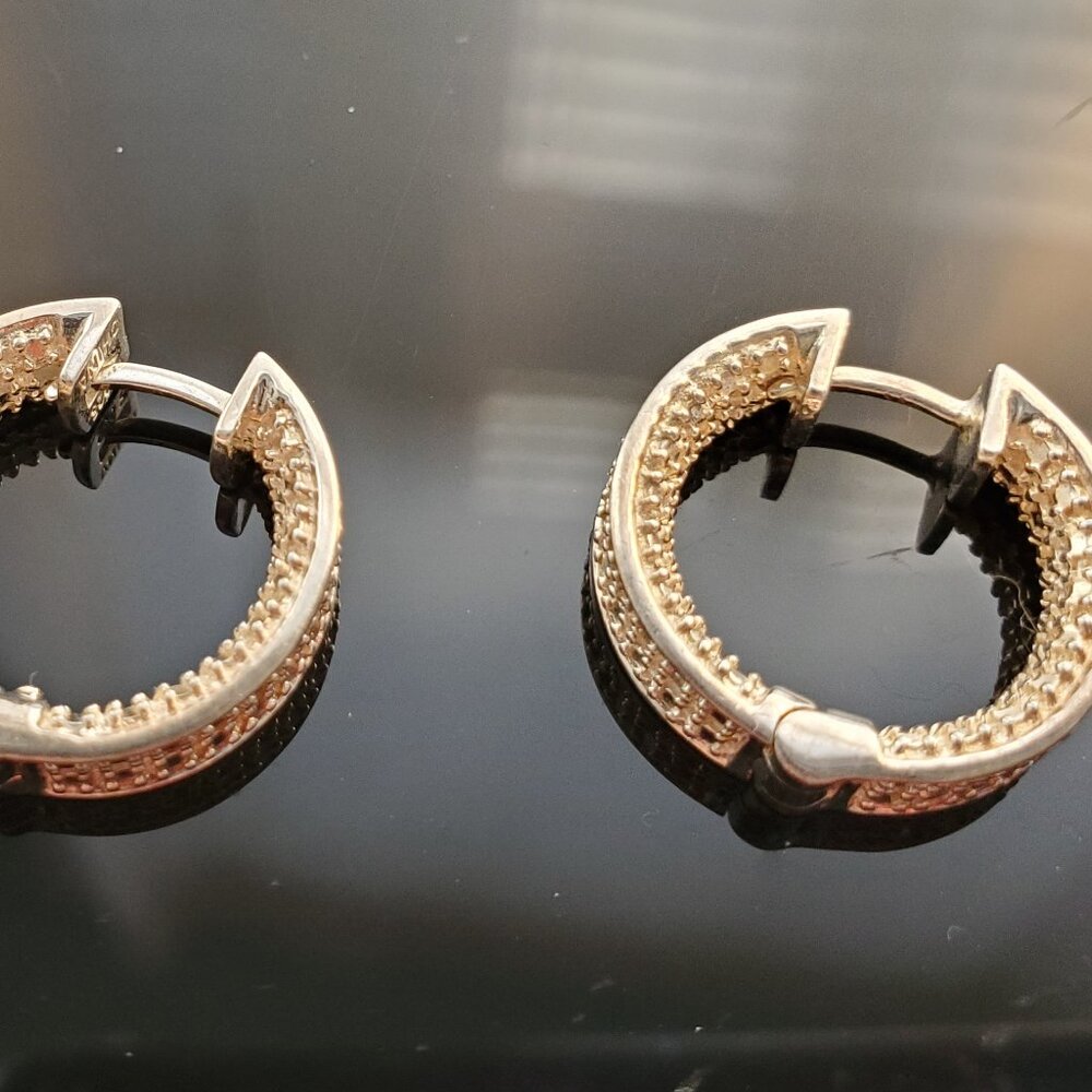 Sterling silver and gold tone loop earrings